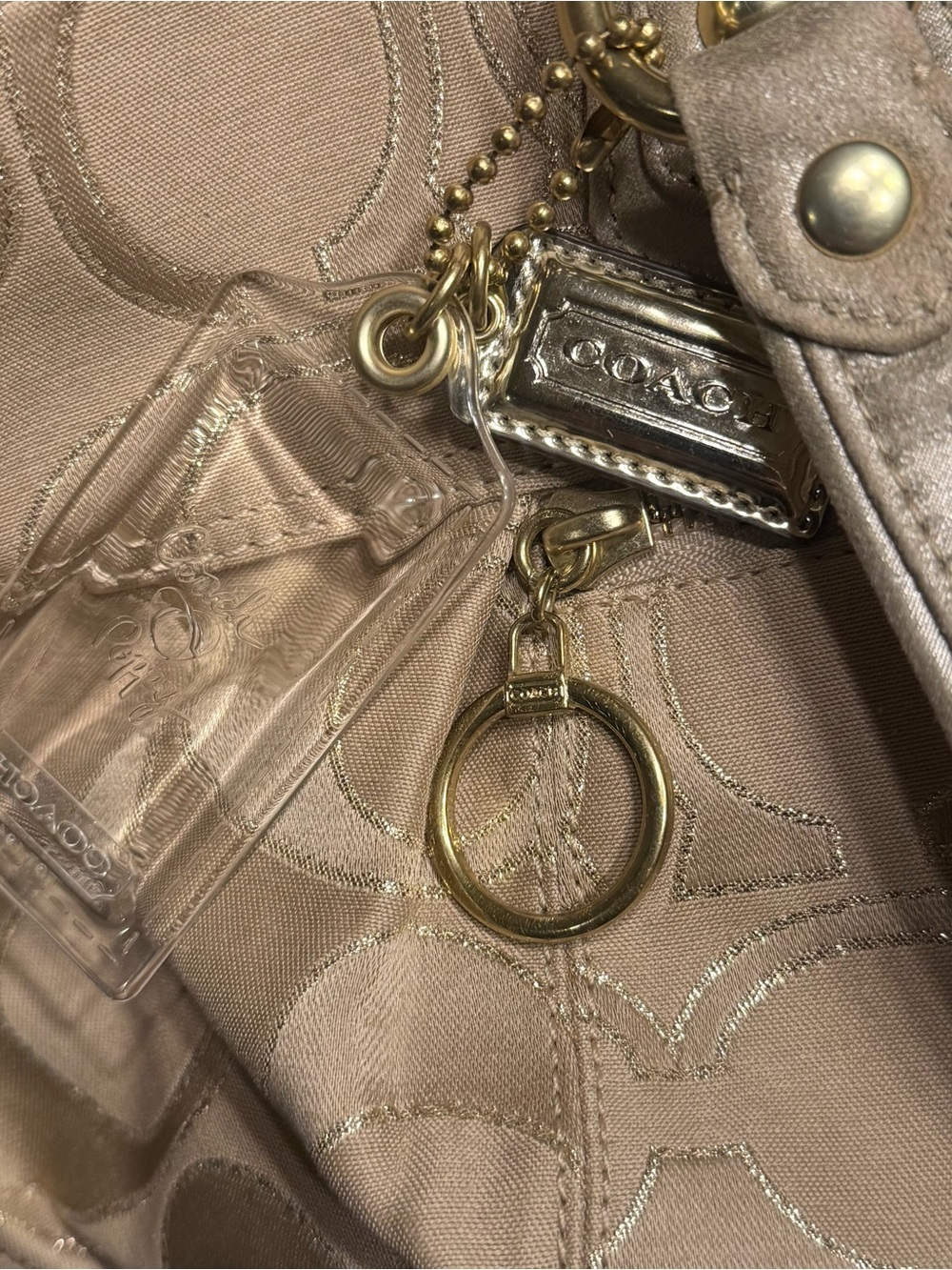 Coach Metallic Champagne Signature Tote - Picture 2 of 7